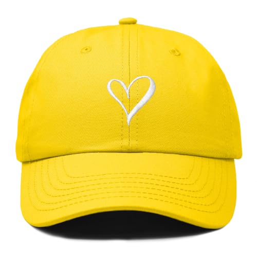 Hand Drawn Heart Hat Womens Embroidered Baseball Cap - color: Gold