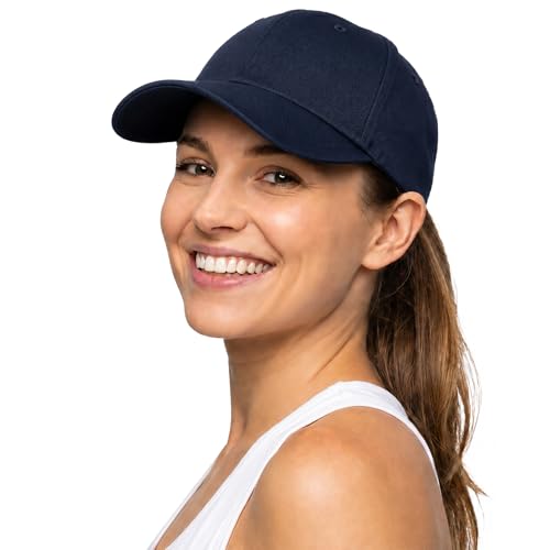 Lvaiz Womens Satin Lined Baseball Cap Washed Cotton Adjustable Dad Hat - color: Navy Blue
