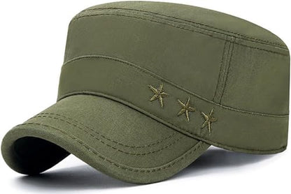 Cadet Hat Flat Top Hats Army Military Caps for Men Women - color: Green 7