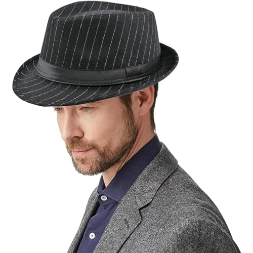 Unisex Fedora Hat Classic Trilby Hats Short Brim Panama Jazz Hat - color: Black