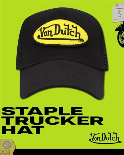 Von Dutch Unisex Trucker Hat - Retro Classic Solid Color Mesh Back Snapback Baseball Cap for Men & Women. - color: Black