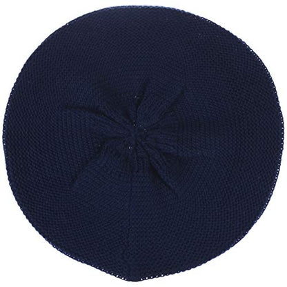 BYOS Chic French Style Lightweight Soft Slouchy Knit Beret Beanie Hat in Solid - color: 2-pack Navy & Black