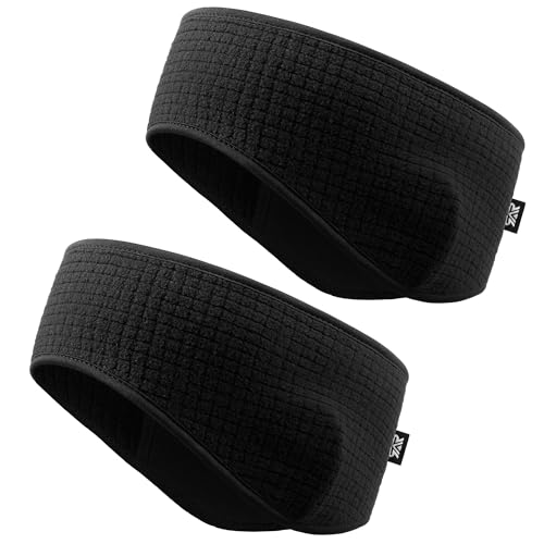 LONGLONG 2 Pack Lightweight Ear Warmers Windproof Headband for Women Men - color: Black+black