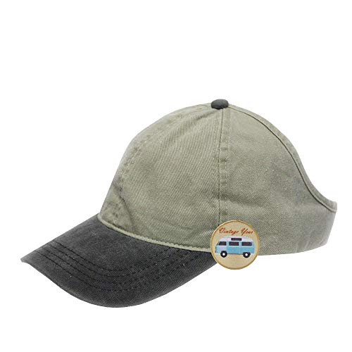 The Vintage Year Ponytail Open Back Washed/Brushed Cotton Adjustable Baseball Sports Cap - color: Black/Khaki