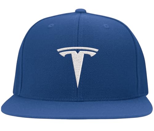 Electric Car Motor T Model 3 Model S Car Fitted Embroidered Hat Baseball Cap - color: Royal Flat/White Logo, size: Small-Medium