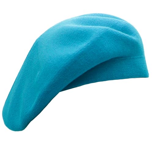 Wheebo Reversible Solid Color French Beret Hat for Women and Girls - color: Azure