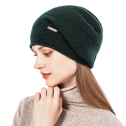 Knit Slouchy Beanie Hats for Women Cashmere Ski Cap Knitted Wool Soft Warm Winter Hat - color: A09-dark Olive