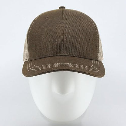 Heavy Washed Coated Canvas Wax-Look Adjustable Low Profile Men Women Baseball Cap - color: Brown/Khaki