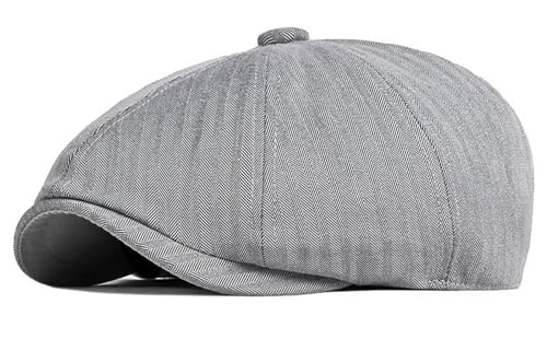 DIYDECAL Mens Newsboy Cap 8 Panel,Cotton Blend Flat Ivy Gatsby Cabbie Golf Hat - color: Light Grey