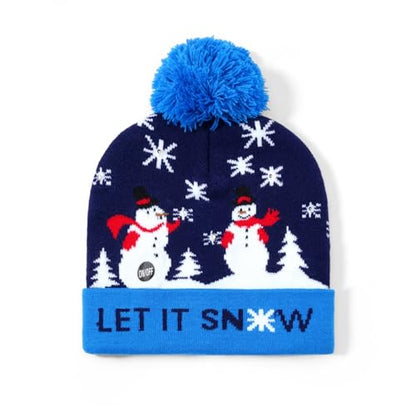 Christmas Hat 2 Pack Light Up Knitted Beanie Hat Xmas Santa Holiday Cap LED Lights - color: Blue+red