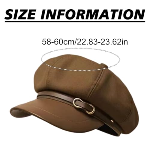 Newsboy Cabbie Baker Hat Octagonal Beret Cap Pageboy Visor Paperboy Hats Sailor Fiddler Caps for Women Men - color: Brown