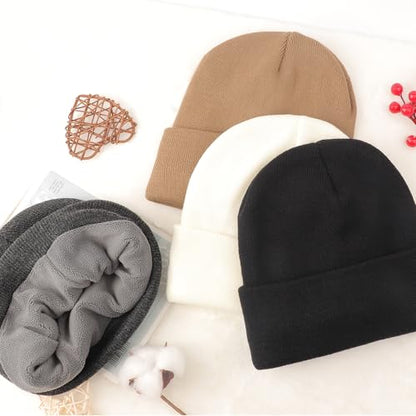 DRESHOW Winter Beanie for Women Men Fleece Lined Slouchy Knit Thick Beanies - color: 1 Pack Knit Beanie Hat: Khaki