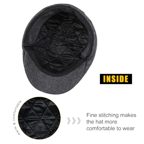 Sumolux Mens Newsboy Cap Winter Beret Hat Cabbie Flat Cap - color: A Grey