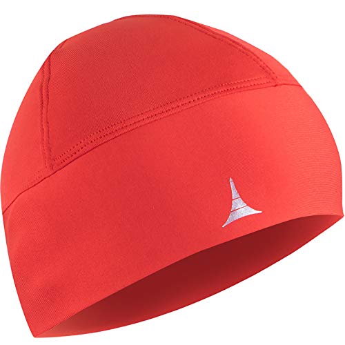 Skull Cap Helmet Liner Running Beanie - Ultimate Thermal Retention and Performance Moisture Wicking. Fits Under Helmets - color: Red