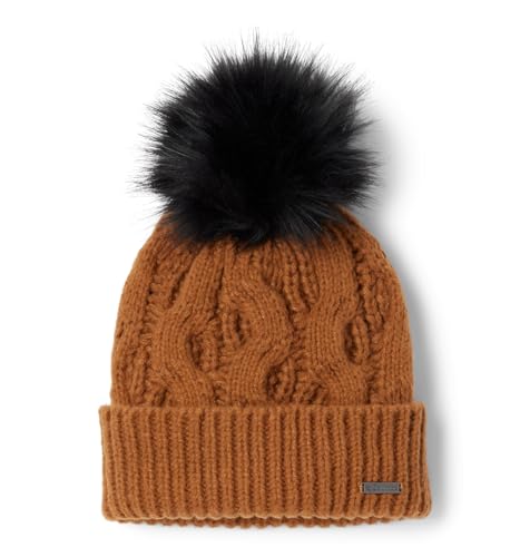 Columbia Women's Boundless Days Cable Knit Pom Beanie - color: Camel Brown
