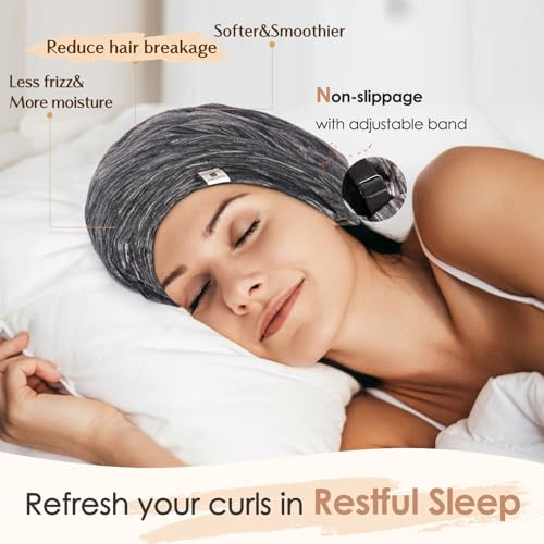 YANIBEST Slouchy Beanie Hat Satin Lined Sleep Cap Chemo Headwear Caps Black - color: Black, size: Medium