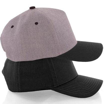 Daxton Men Original Trucker Hat Cotton Twill with Adjustable Snapback 5 Panel A-Frame Cap - color: 2 Pack - All Black, Heather Gray Black