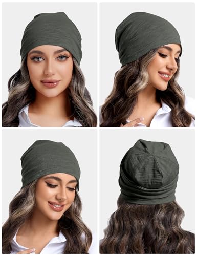ROYBENS Lightweight 100% Cotton Slouchy Summer Beanie Men Women, Chemo Cap - color: 1pc Dark Gray, size: Medium