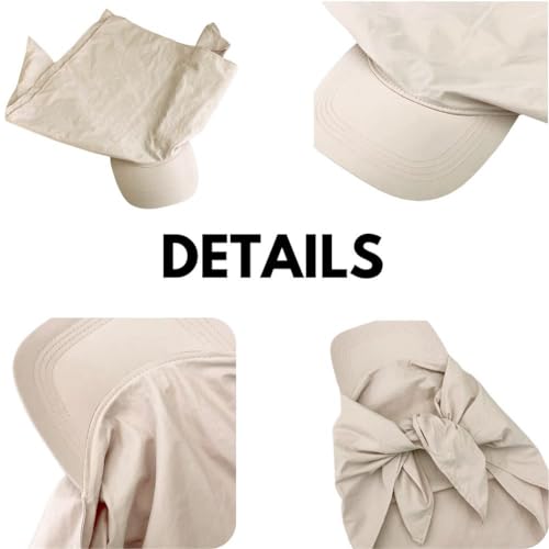 Sun Hat with Neck Flap for Women Wide Brim, Packable, Foldable, Outdoor Sun Protection, Baseball Visor Hat - color: Beige