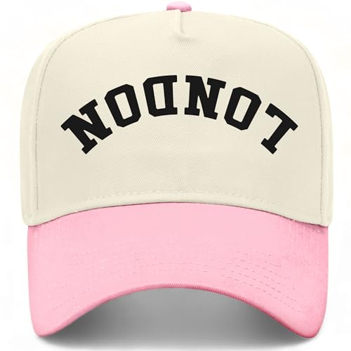 London Upside Down Hat | Premium Adjustable Snapback Baseball Vintage Trucker Hat for Men & Women - color: Pink/Natural