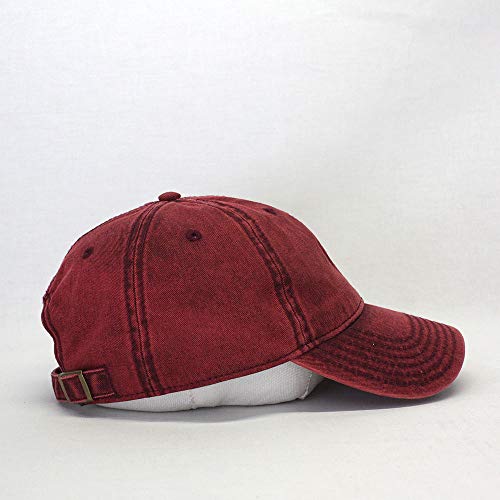Heavy Washed Coated Canvas Wax-Look Adjustable Low Profile Men Women Baseball Cap - color: Snow Washed Maroon