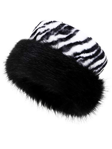 sy soul young Women's Leopard Faux Fur Hats Fluffy Bucket Hat Russian Style - color: Zebra