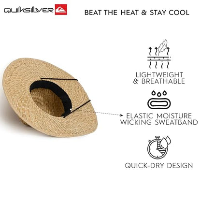 Quiksilver Men's Wide Brim Outdoor Lifeguard Straw Sun Hat - color: Natural, size: Small-Medium