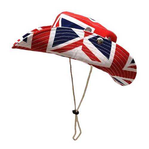Sun Bucket Hat for Men Women Fishing Beach Safari Trendy Cotton Cowboy Cap for Golf Hiking Hunting Outdoor Boonie - color: Flag Red
