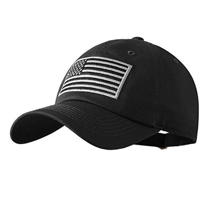 IIN American Flag Baseball Cap for Men Women Low Profile USA Army Tactical Operator Military Plain Dad Hat - color: Black