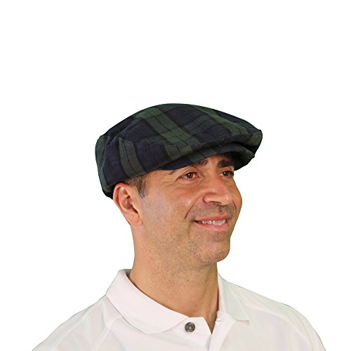 Plaid Flat Golf Cap: 'Par 5' - color: Black Watch
