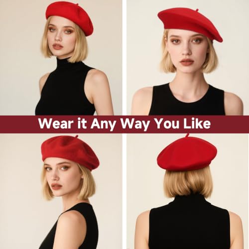 French Wool Beret Hats for Women Man - color: Black Blue