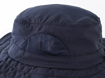 Connectyle Kids Sun Hat for Boys Girls Wide Brim Bucket Hat UPF 50+ Sun Protection Hat Breathable Summer Beach Hat - color: Deep Blue