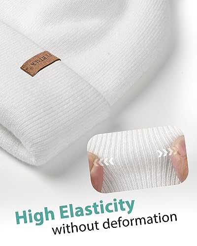 FURTALK Beanie for Men Women Cuffed Thick Knitted Winter Hat Skull Cap - color: White