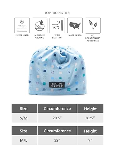 Skida Women and Men's Stretch Fit Fleece Lined Beanie Ski Hat - Performance Lightweight Fabric, Ideal for Winter Sports - color: Pale Blue, size: Small-Medium