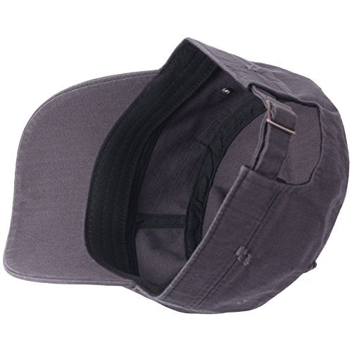 RaOn A172 Unisex Pre-Curved Distressed Vintage Basic Club Army Cap Cadet Military Hat - color: Gray