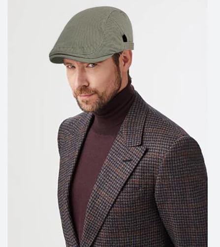 DIYDECAL Cotton Newsboy Flat Caps for Men, Womens Cabbie Driving Beret Hats - color: Green