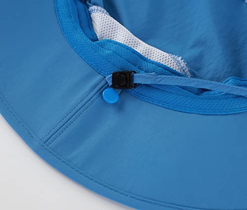 Home Prefer Outdoor UPF50+ Mens Sun Hat with Neck Flap Womens UV Protection Hat Wide Brim Safari Fishing Hiking Gardening Hat - color: Blue