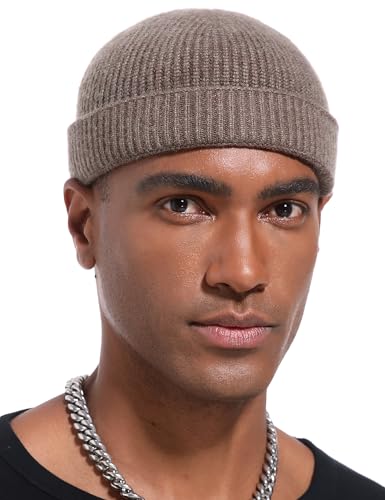 vidsel Thin Wool Fisherman Beanie Hat for Men Women Fall Winter Fashion Cap - color: 1-light Coffee