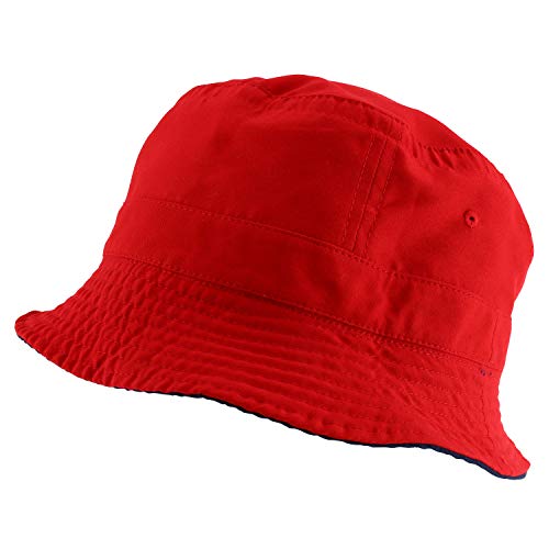 Armycrew Big Size Oversized Microfiber Reversible Bucket Hat - color: Navy Red, size: X-Large-XX-Large