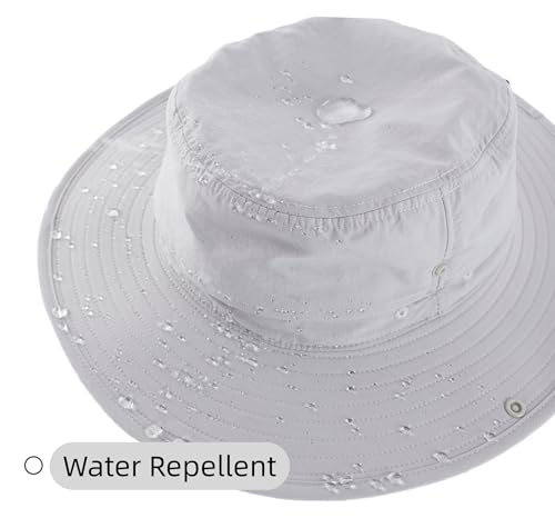 Connectyle Sun Hat for Men Women Outdoor UV Protection Safari Hat for Fishing Hiking Gardening Breathable Cowboy Hat UPF50 - color: Light Grey
