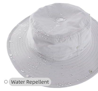 Connectyle Sun Hat for Men Women Outdoor UV Protection Safari Hat for Fishing Hiking Gardening Breathable Cowboy Hat UPF50 - color: Light Grey