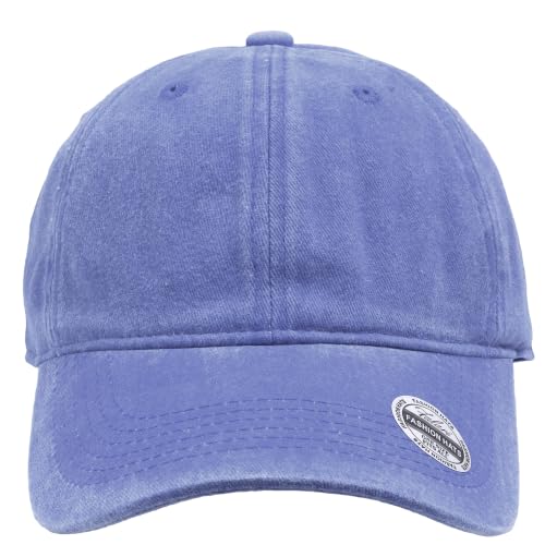Falari Vintage Washed Cotton Baseball Caps, Original Classic Adjustable Size Low Profile Unconstructed Distressed Dad Hat - color: 1pk - Sky Blue