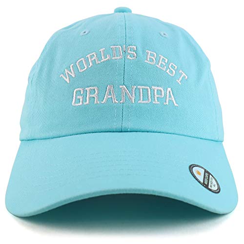 Trendy Apparel Shop World's Best Grandpa Embroidered Low Profile Soft Cotton Dad Hat Cap - color: Mint