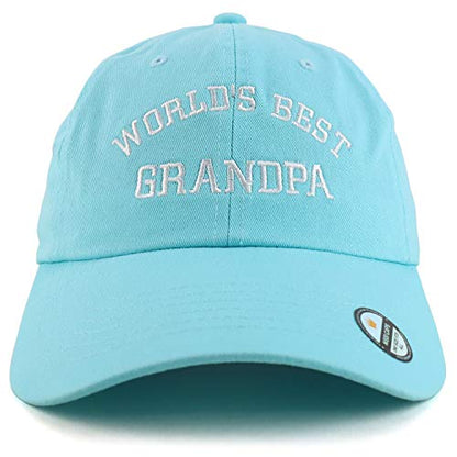 Trendy Apparel Shop World's Best Grandpa Embroidered Low Profile Soft Cotton Dad Hat Cap - color: Mint