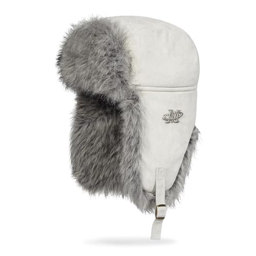 Croogo Faux Fur Trapper Hats with Ear Flaps Aviator Hat for Cold Weather Outdoor Ski Cap Black Ushanka Hat for Men Women - color: Pl2513-beige