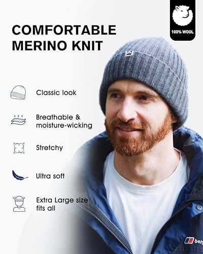 TOP-EX PolarWool™ L/XL/XXL 100% Merino Wool Beanie Fleece Lined Hat Watch Cap for Cold Weather Winter Warm - color: Black, size: XX-Large