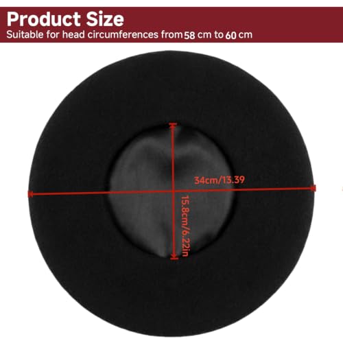 French Wool Beret Hats for Women Man - color: Xl-black