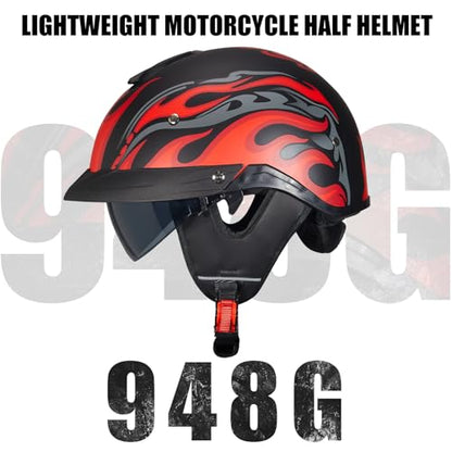 MF08 Half Helmet Sun Visor Retro Open Face Motorcycle Helmets - color: Neon-Fires