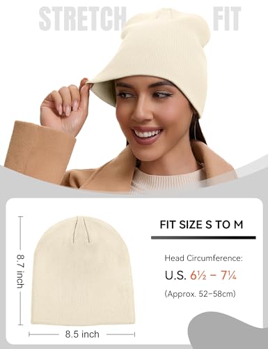 vidsel 100% Cotton Beanie Hat for Men Women, Soft Cuffless Knit Skull Cap - color: 1pc-beige