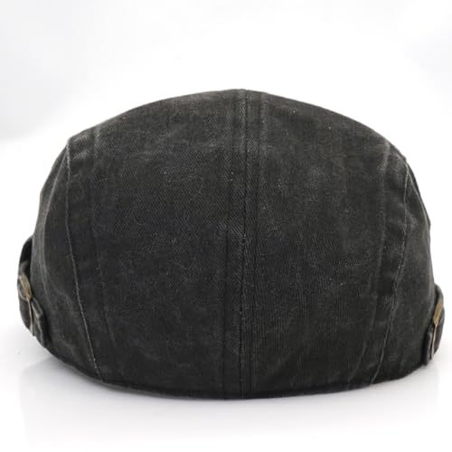 Mens Flat Caps Cabbie Driving Beret Newsboy Cotton Ivy Hat - color: B - Black
